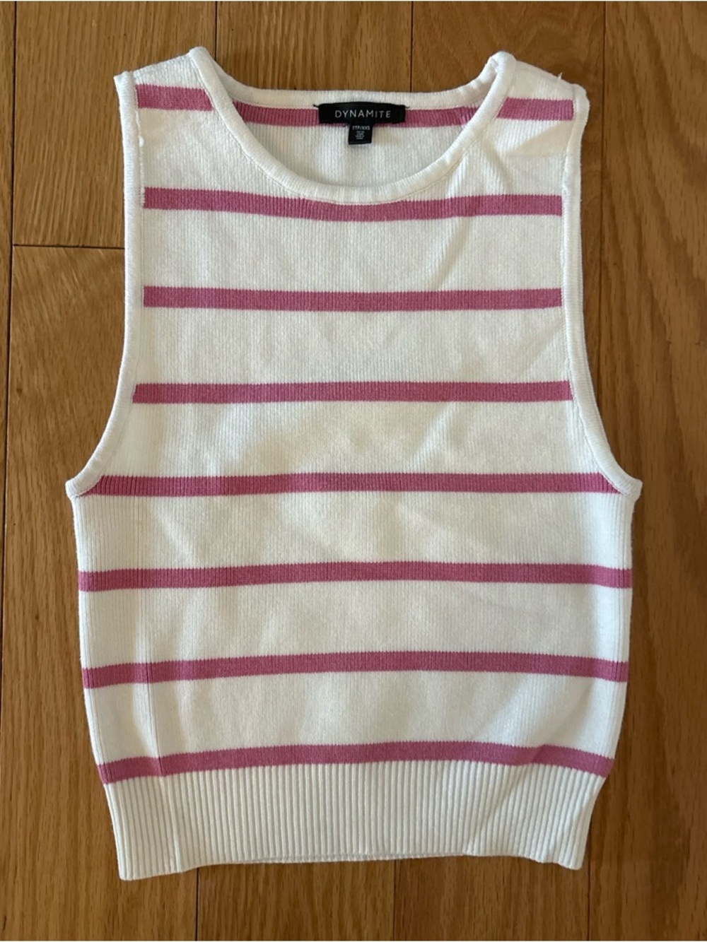 Dynamite White Tank Top with Pink Stripes